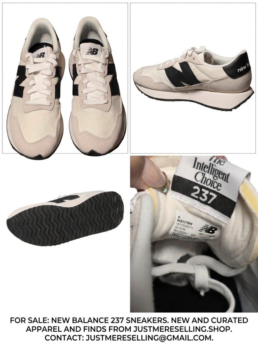 New Balance 237 Sneakers in Cream with Black N